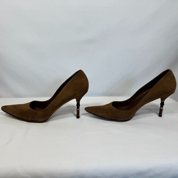 GUCCI NUTMEG BROWN PUMPS w/BAMBOO HEEL ACCENT– SIZE 8.5B - Picture 10 of 15